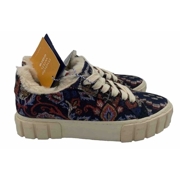 Farm Rio Women’s‎ Anika Platform Sneaker Blue Tapestry 6.5 Tags Flaw - Picture 1 of 9